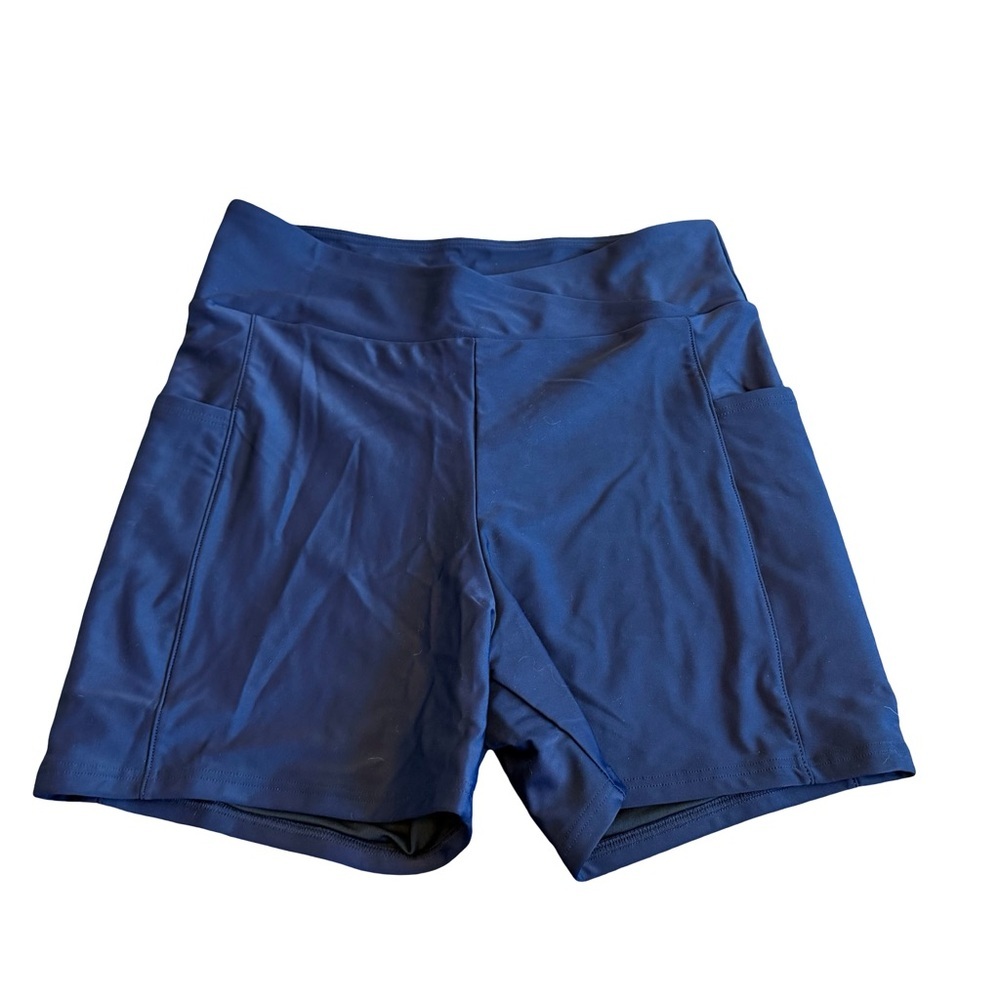 Tournesol Navy Blue High Waisted Swim Shorts Beach Pool Travel Size Medium NWT